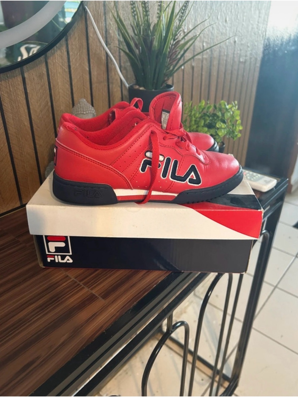Fila Kids Red Athletic Sneakers with Black Accents